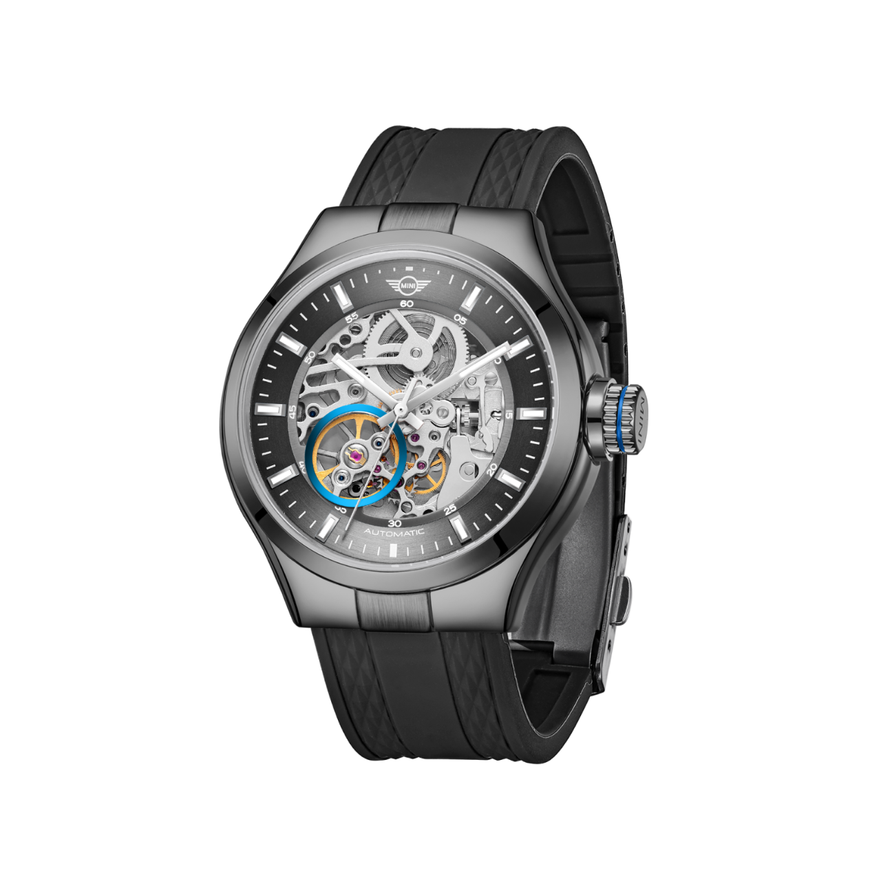 MINI Cooper | Skeleton Automatic | Luxury Watches | Black | Silicon Strap | Men | Mechanical Skeleton Automatic Collection