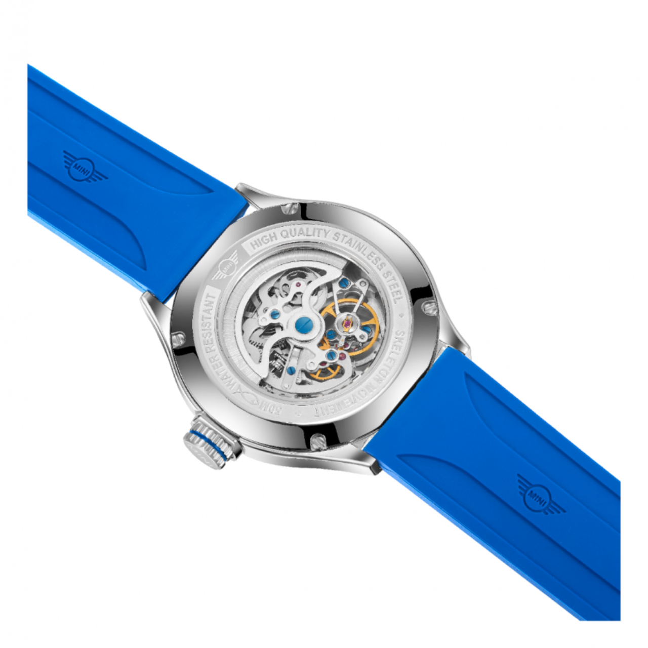 MINI Cooper | Skeleton Automatic | Luxury Watches | Blue & Silver | Silicon Strap | Men | Mechanical Skeleton Automatic Collection