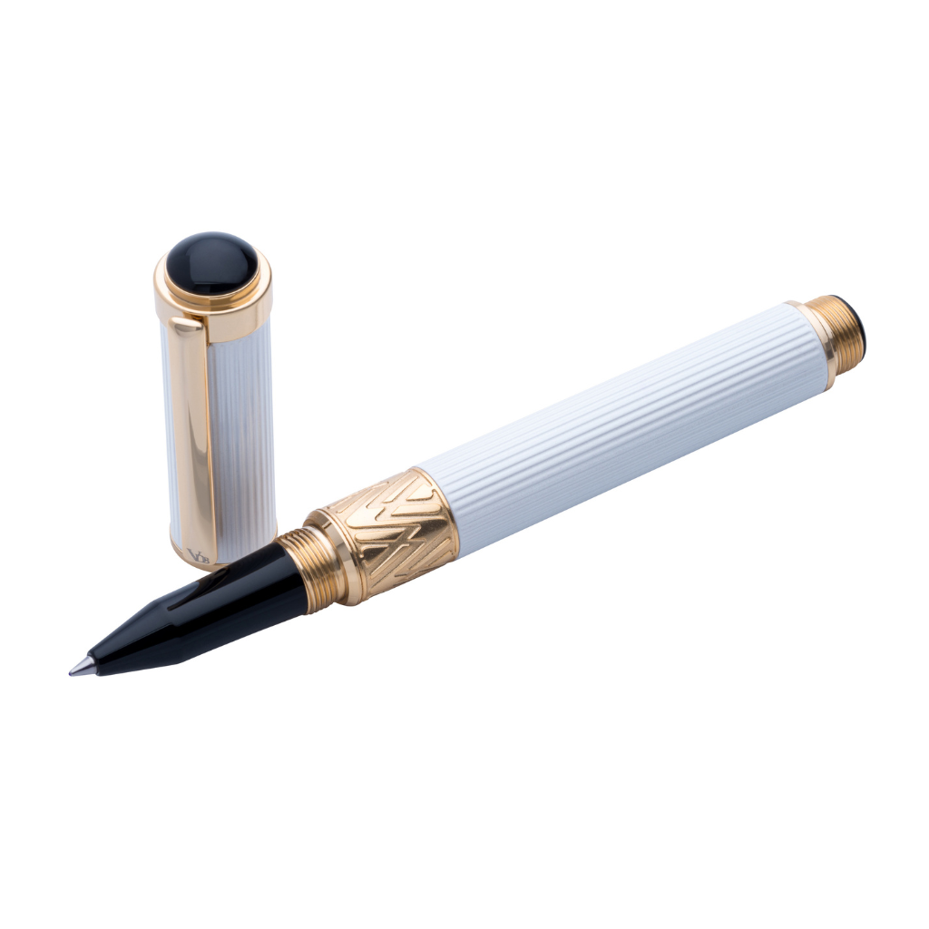 Vanderbilt New York | Roller Ball | Luxury Pens | White & Gold | German Ink | Men & Women | Saratoga Springs Collection