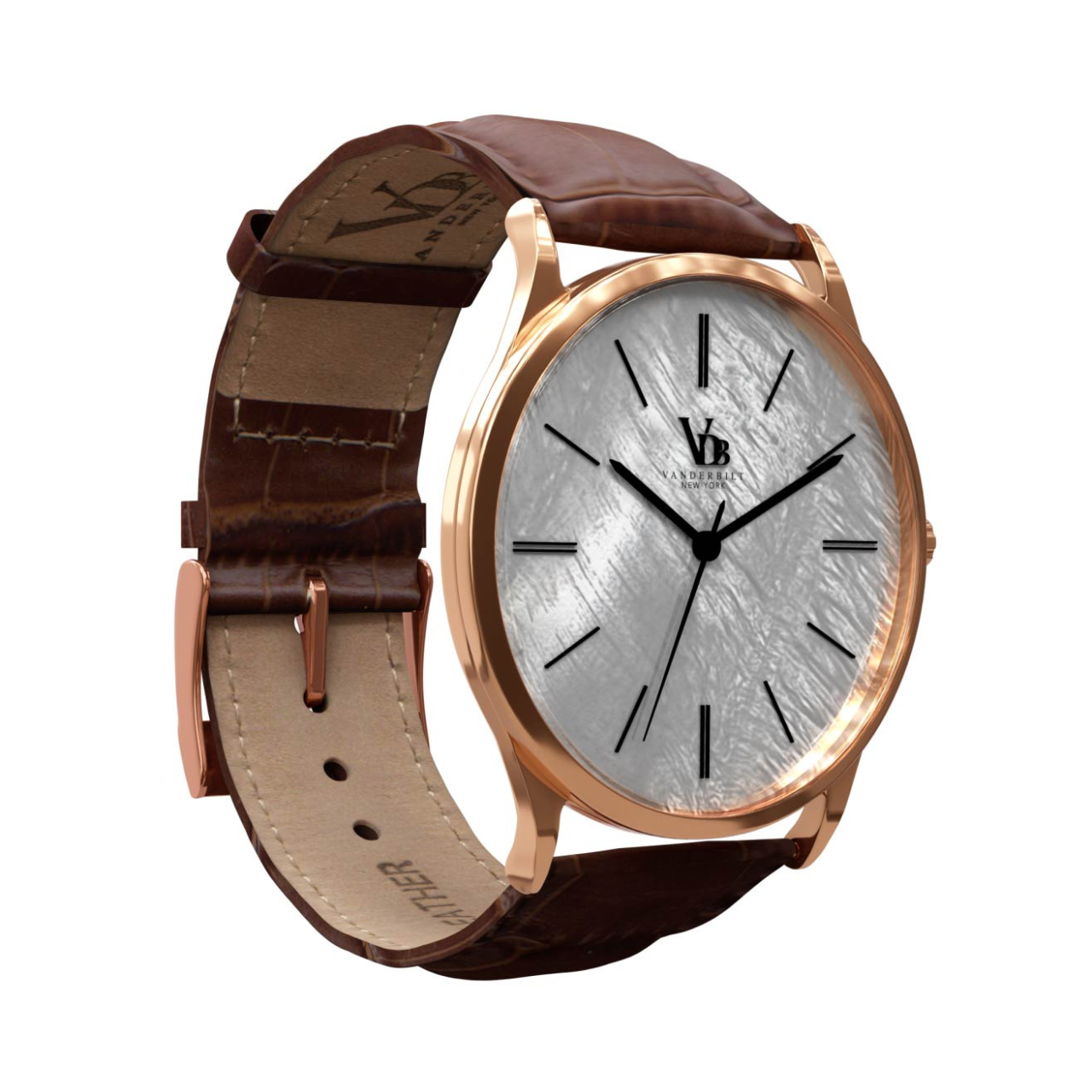 Vanderbilt New York | Analog | Luxury Watches | White & Brown | Leather Strap | Women | Breakers Collection