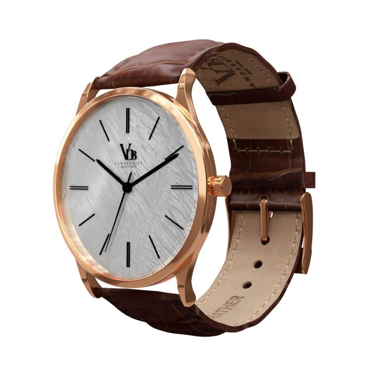 Vanderbilt New York | Analog | Luxury Watches | White & Brown | Leather Strap | Women | Breakers Collection