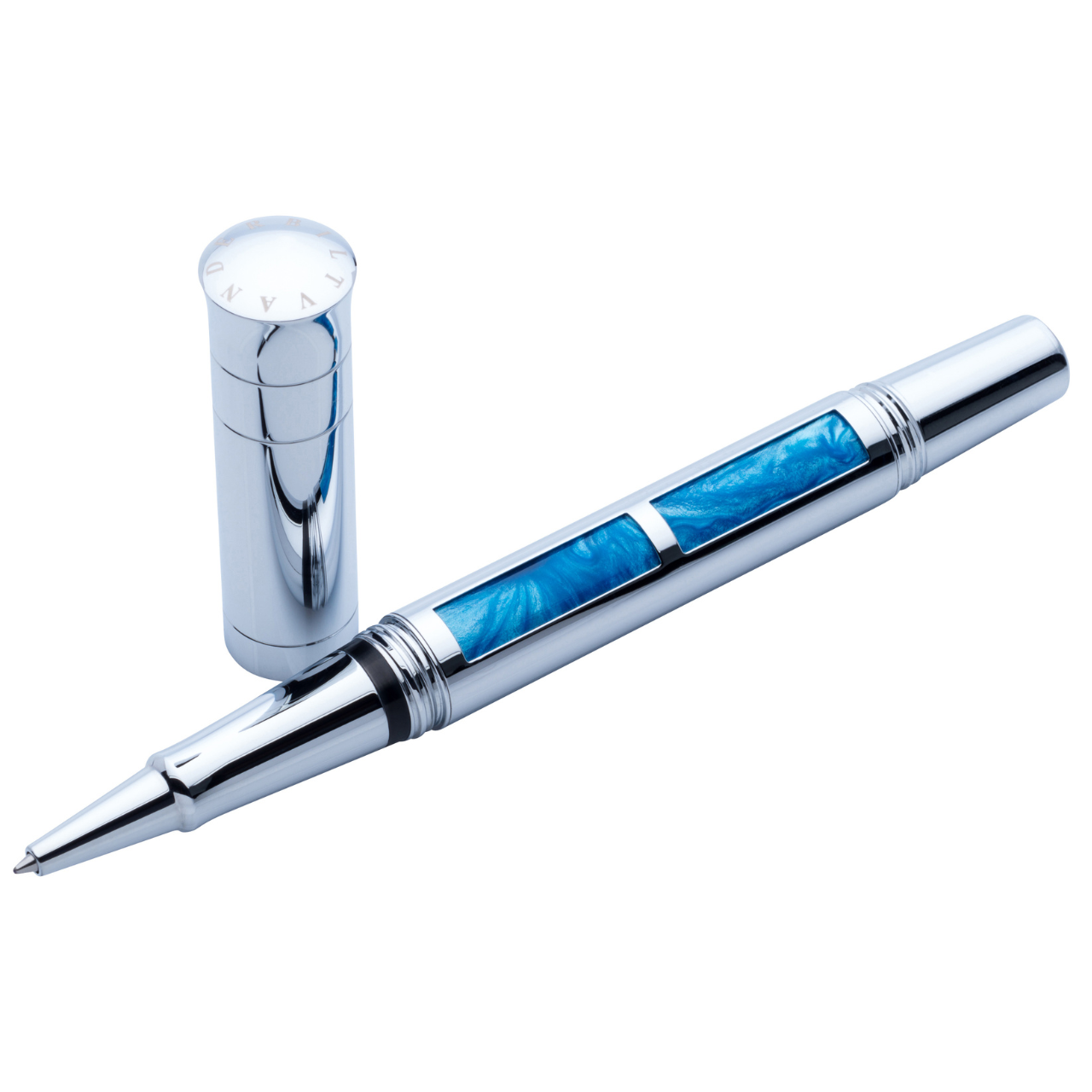 Vanderbilt New York | Roller Ball | Luxury Pens | Blue & Silver | German Ink | Men & Women | Lakeshore Collection