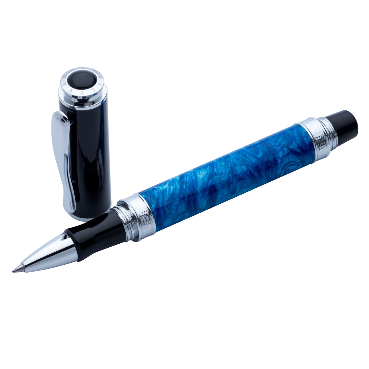 Vanderbilt New York | Roller Ball | Luxury Pens | Blue & Silver | German Ink | Men & Women | Manhattan Club Collection