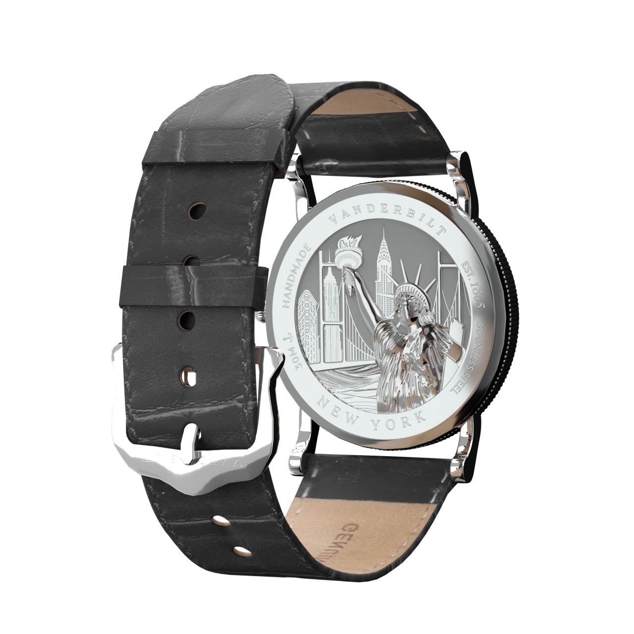 Vanderbilt New York | Analog | Luxury Watches | White & Black | Leather Strap | Men & Women (Unisex) | Commodore Collection