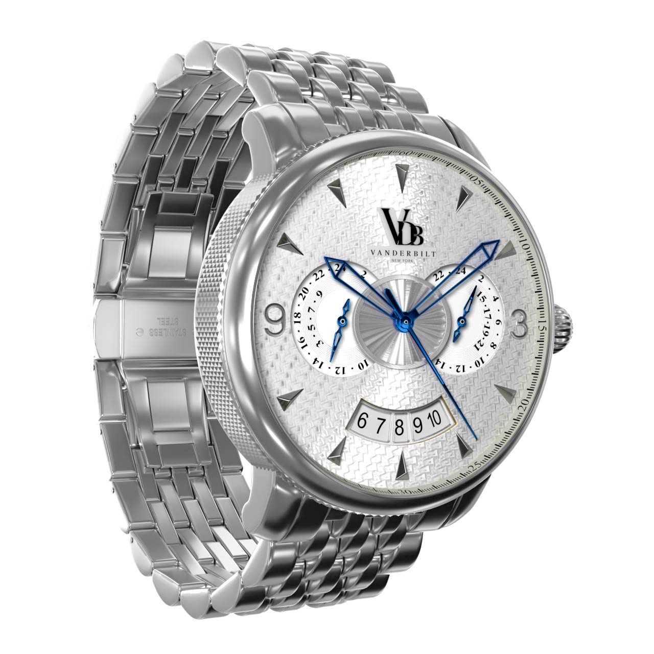 Vanderbilt New York | Analog | Luxury Watches | White & Silver | Stainless Steel Strap | Men | North Star Collection