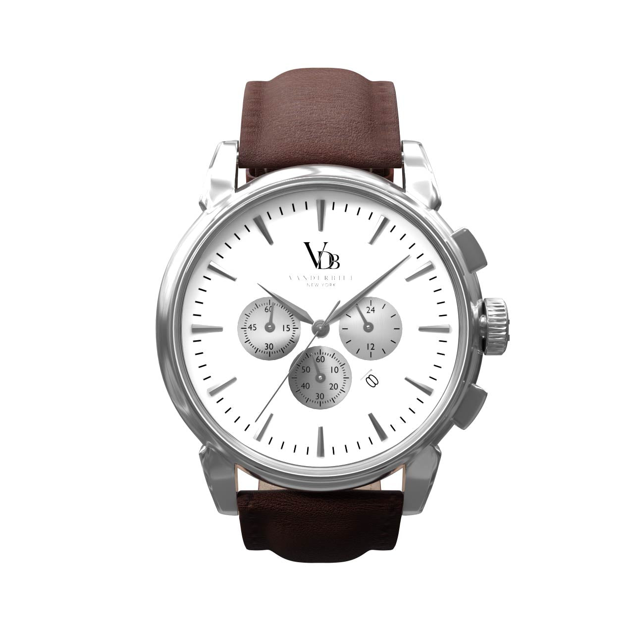 Vanderbilt New York | Chronograph | Luxury Watches | White & Brown | Leather Strap | Men | Swiftsure Collection