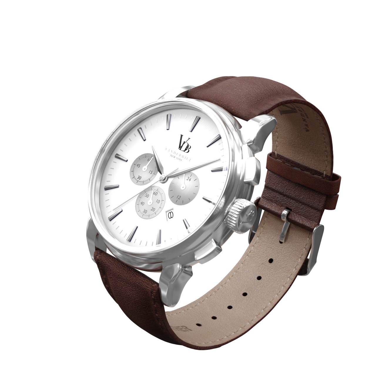 Vanderbilt New York | Chronograph | Luxury Watches | White & Brown | Leather Strap | Men | Swiftsure Collection