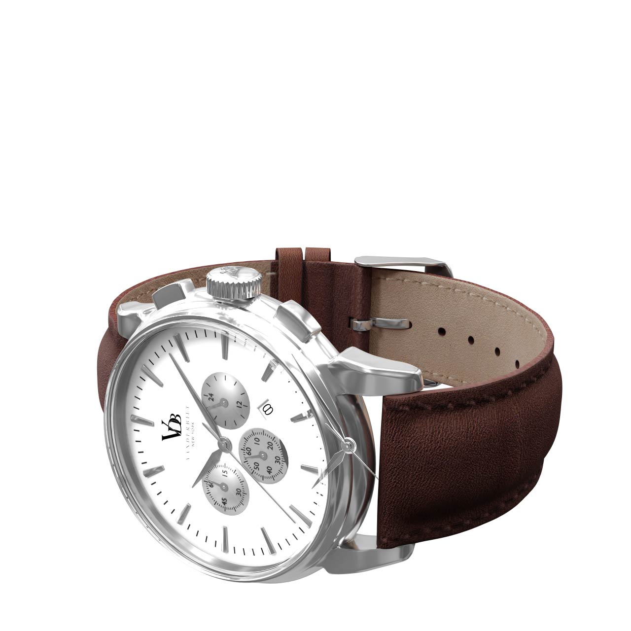 Vanderbilt New York | Chronograph | Luxury Watches | White & Brown | Leather Strap | Men | Swiftsure Collection