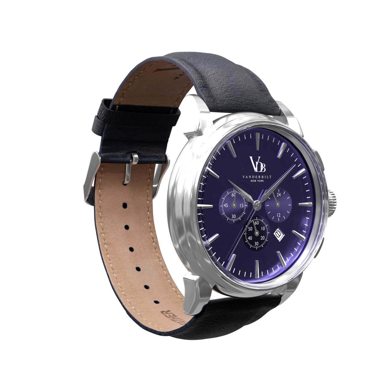 Vanderbilt New York | Chronograph | Luxury Watches | Blue & Silver | Leather Strap | Men | Swiftsure Collection