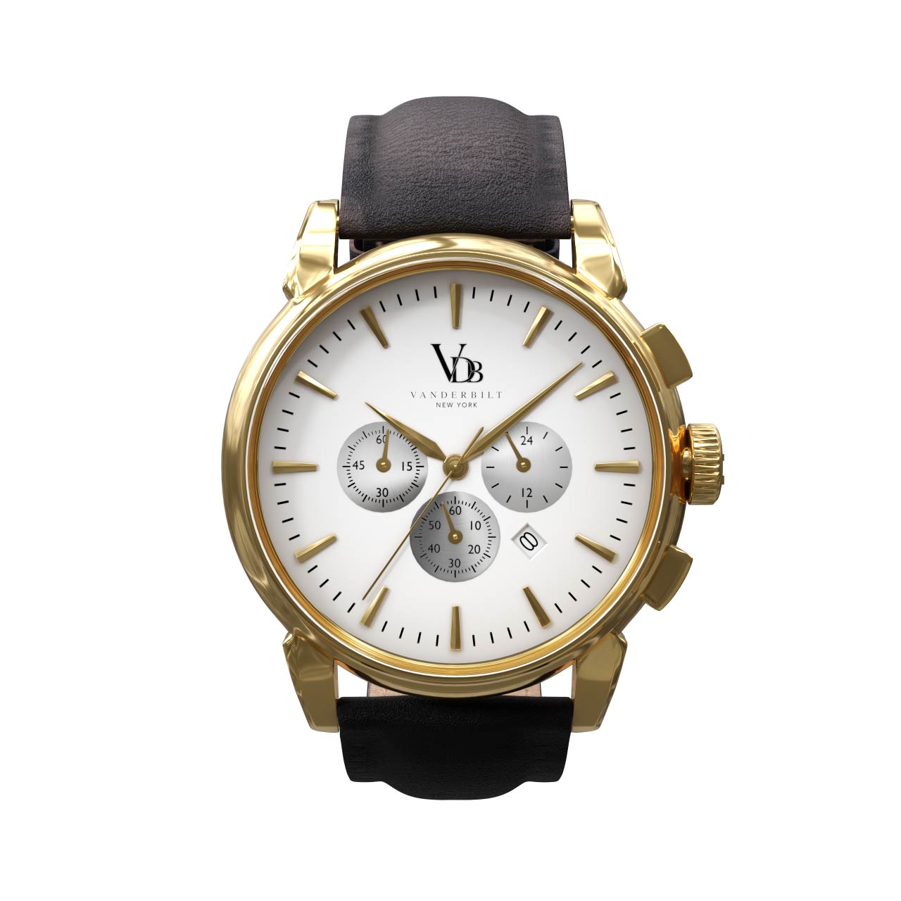 Vanderbilt New York | Chronograph | Luxury Watches | White & Gold | Leather Strap | Men | Swiftsure Collection