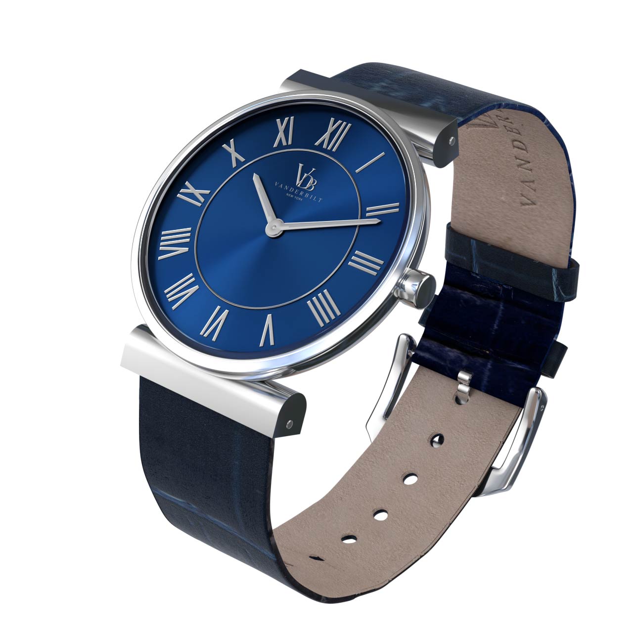 Vanderbilt New York | Analog | Luxury Watches | Blue & Silver | Leather Strap | Women | Whitney S Collection