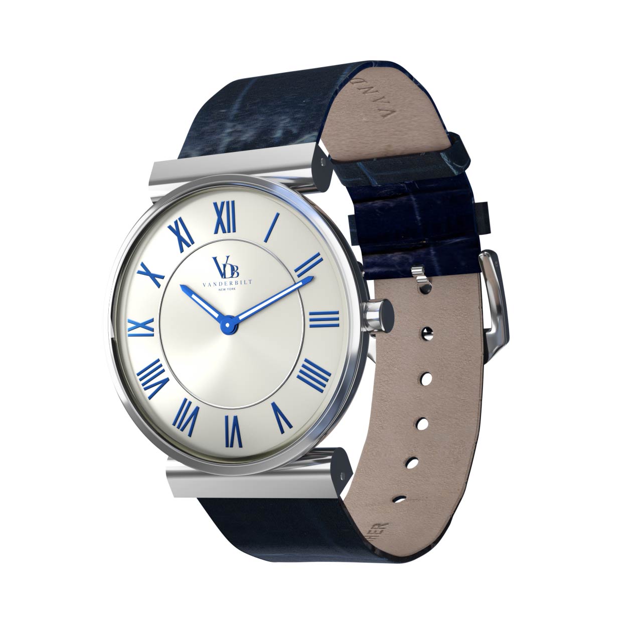 Vanderbilt New York | Analog | Luxury Watches | Silver & Blue | Leather Strap | Women | Whitney S Collection