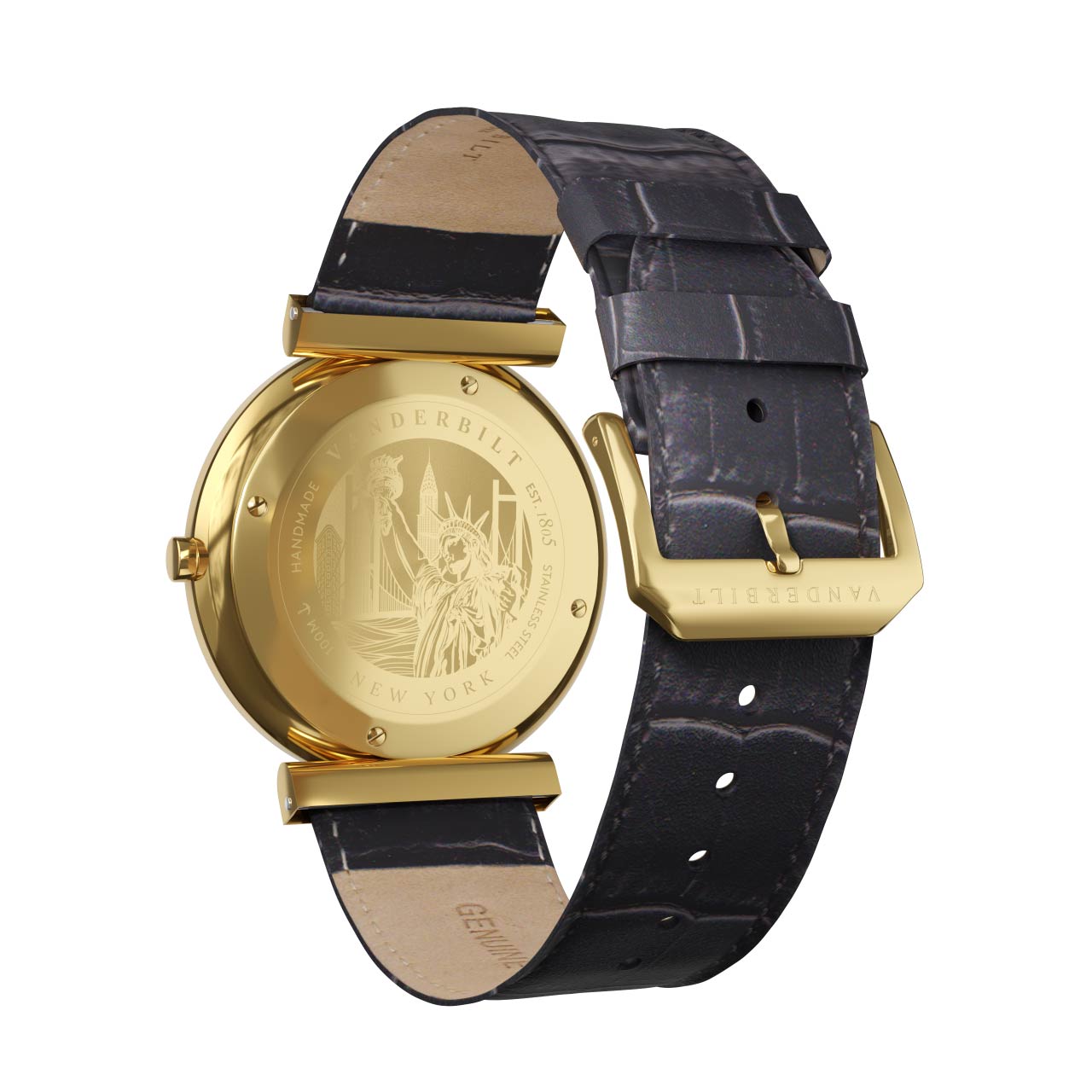 Vanderbilt New York | Analog | Luxury Watches | Black & Gold | Leather Strap | Men | Whitney Collection