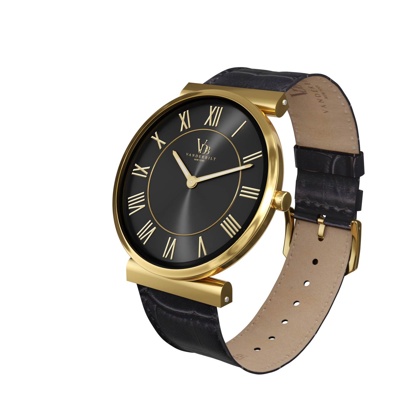 Vanderbilt New York | Analog | Luxury Watches | Black & Gold | Leather Strap | Men | Whitney Collection