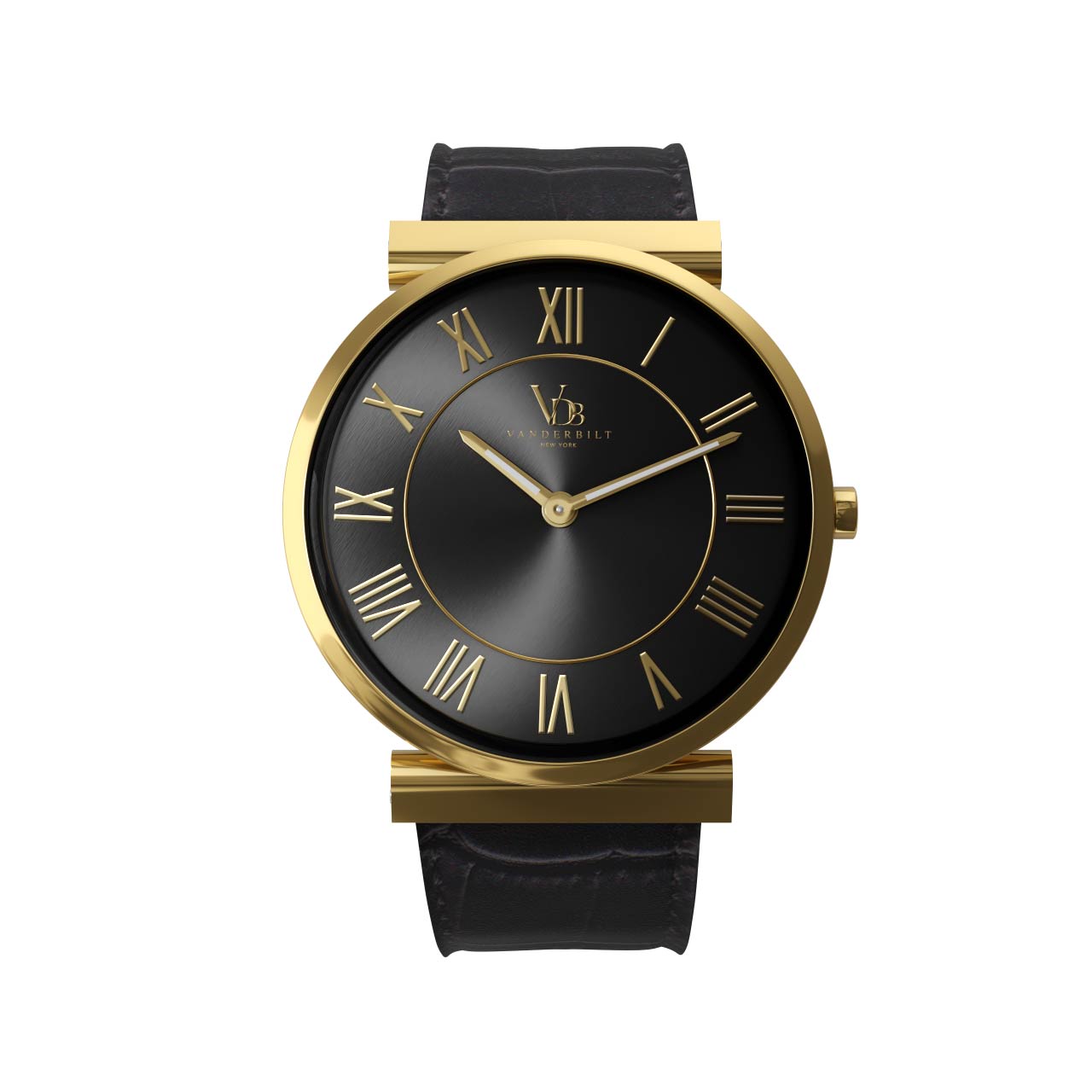 Vanderbilt New York | Analog | Luxury Watches | Black & Gold | Leather Strap | Men | Whitney Collection