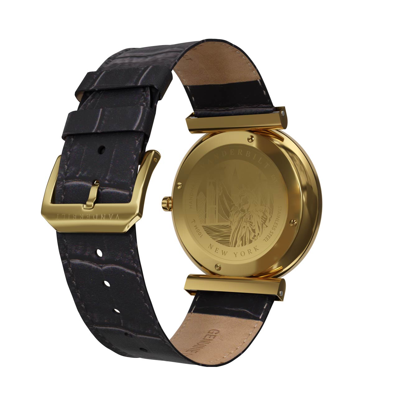 Vanderbilt New York | Analog | Luxury Watches | Black & Gold | Leather Strap | Men | Whitney Collection