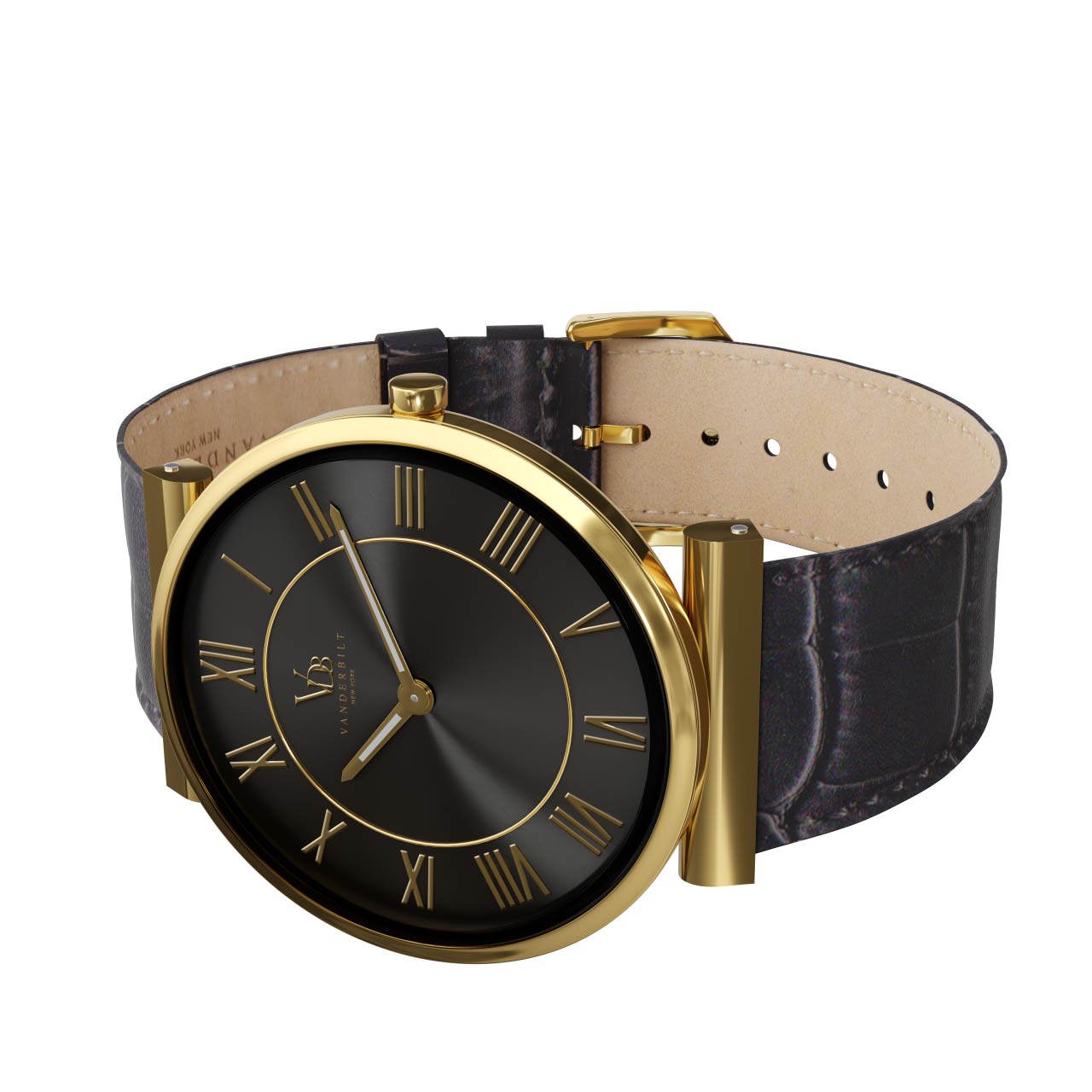 Vanderbilt New York | Analog | Luxury Watches | Black & Gold | Leather Strap | Men | Whitney Collection