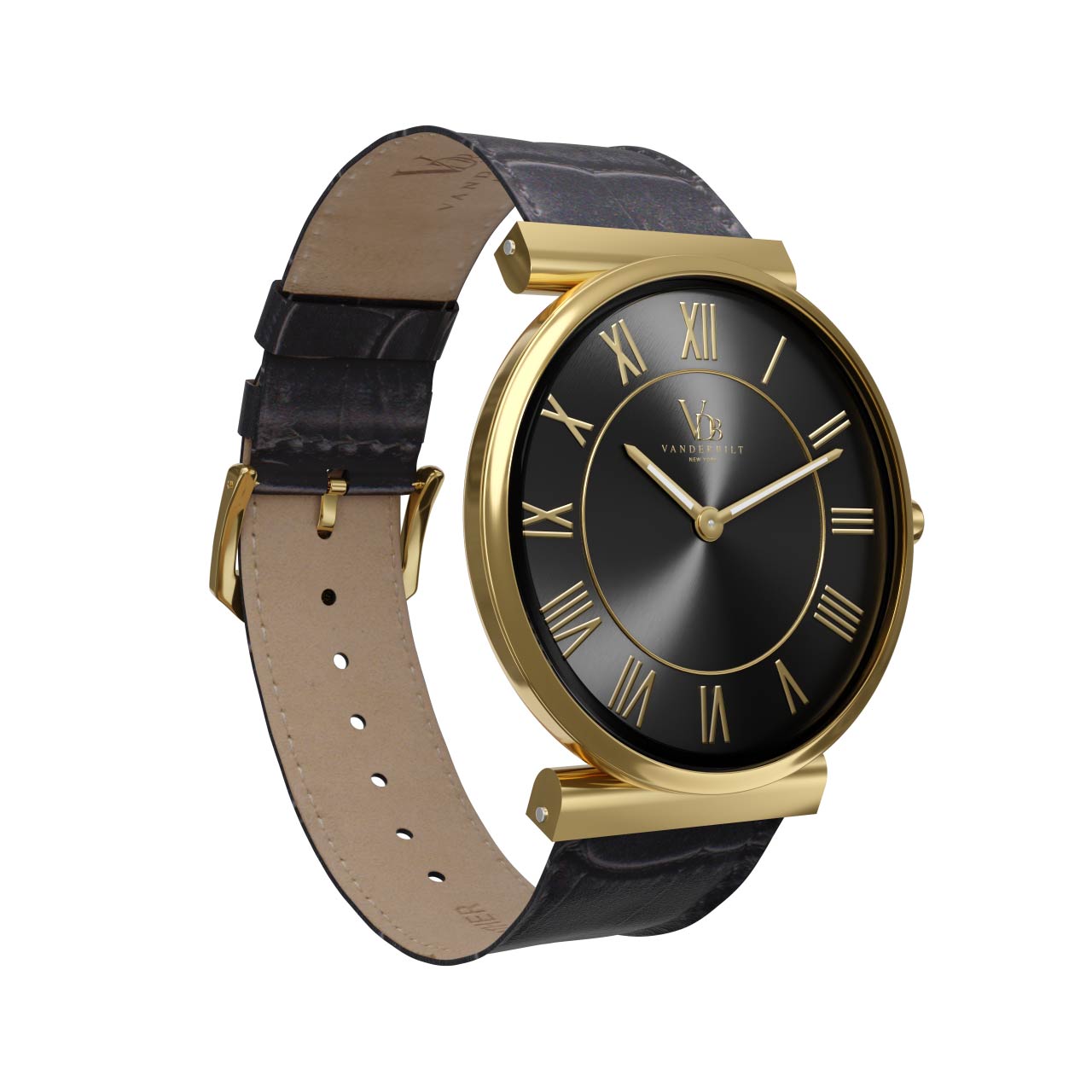 Vanderbilt New York | Analog | Luxury Watches | Black & Gold | Leather Strap | Men | Whitney Collection